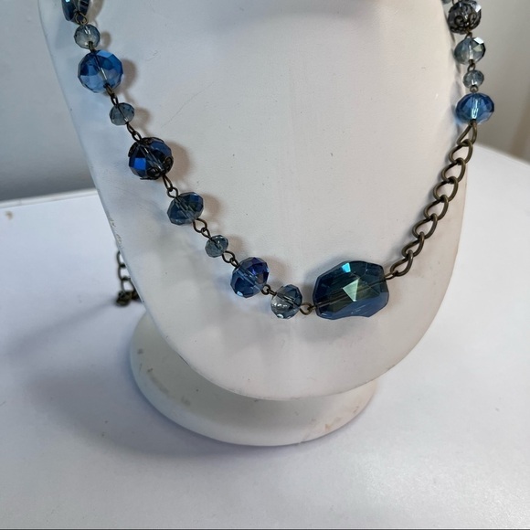 Vintage Aqua Blue Opera Round Chain Necklace 💎 - Picture 4 of 6